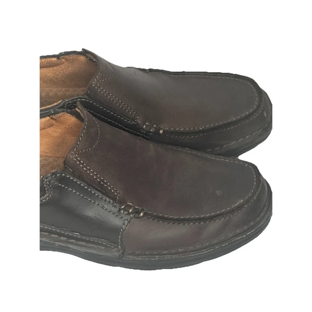 Nunn Bush Mens Brown Leather Slip On Loafers Moc‎ Toe Comfort Shoes